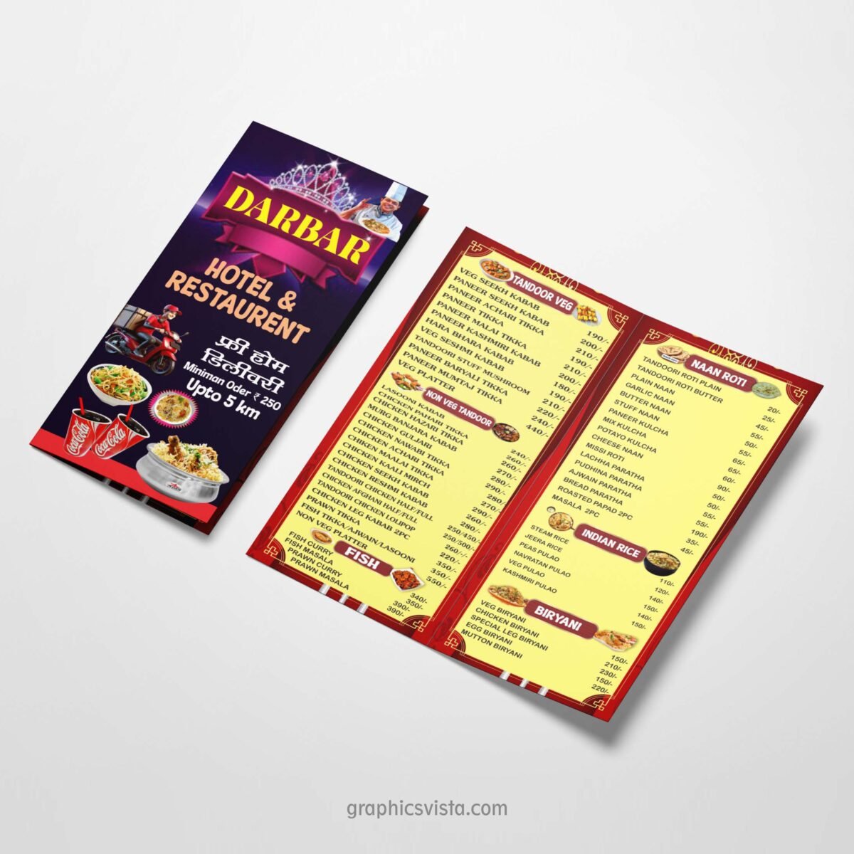 Digital Hotel Restaurant Menu Card Design 3 Fold