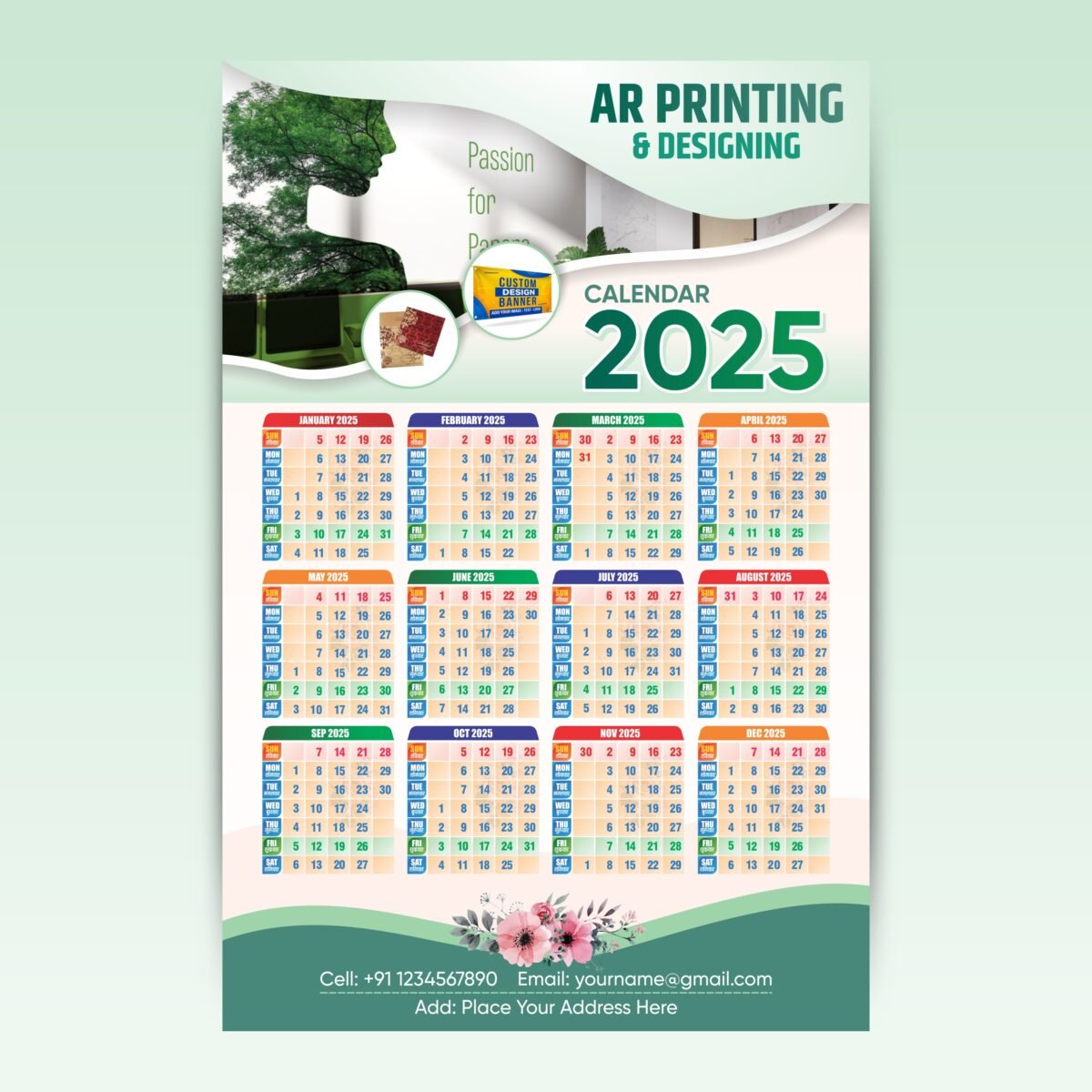 2025 Calendar Template CDR File Single Page