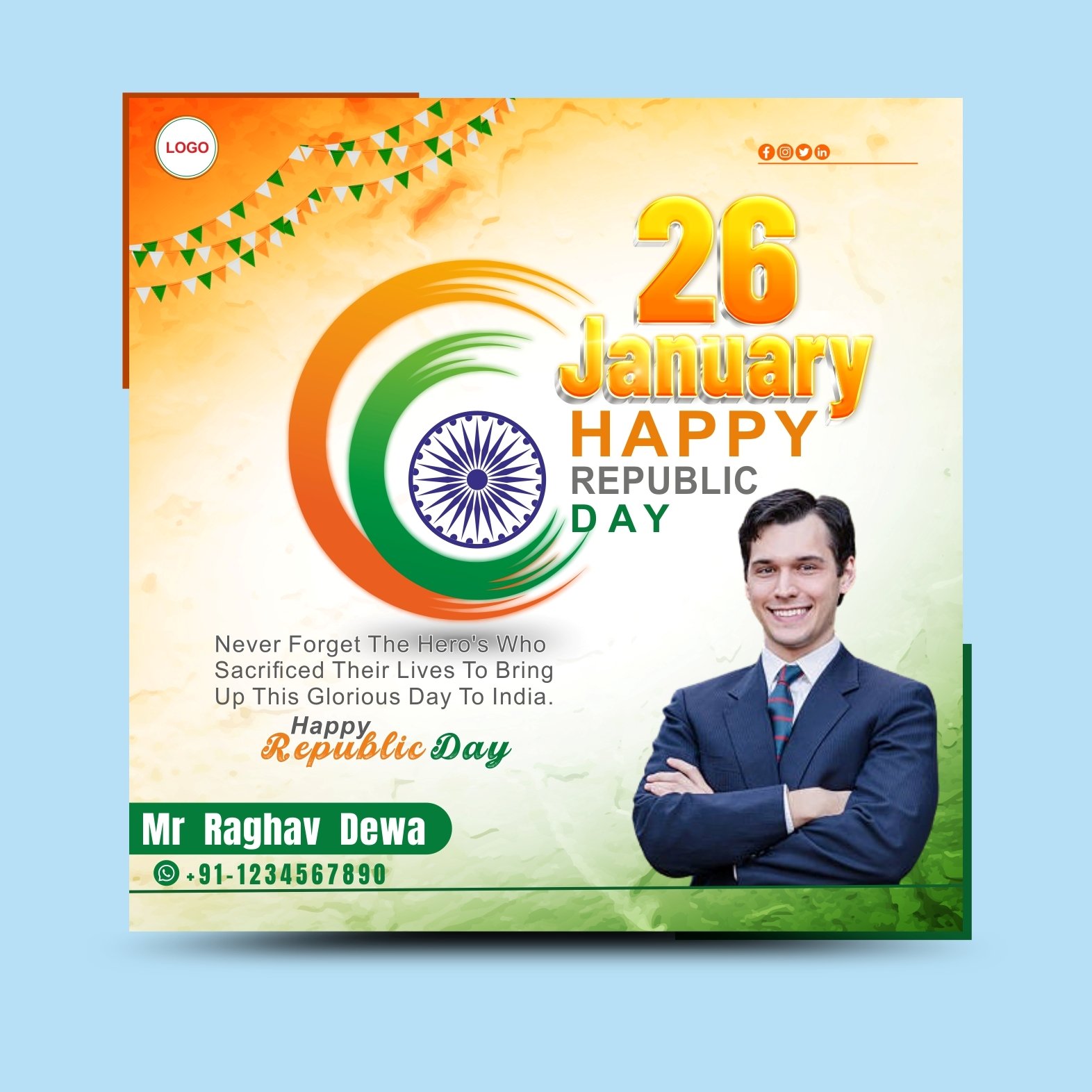 26th January Social Media Post Banner Design