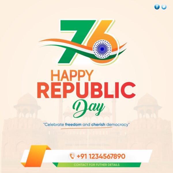 Indian Republic Day Social Media Typography Design