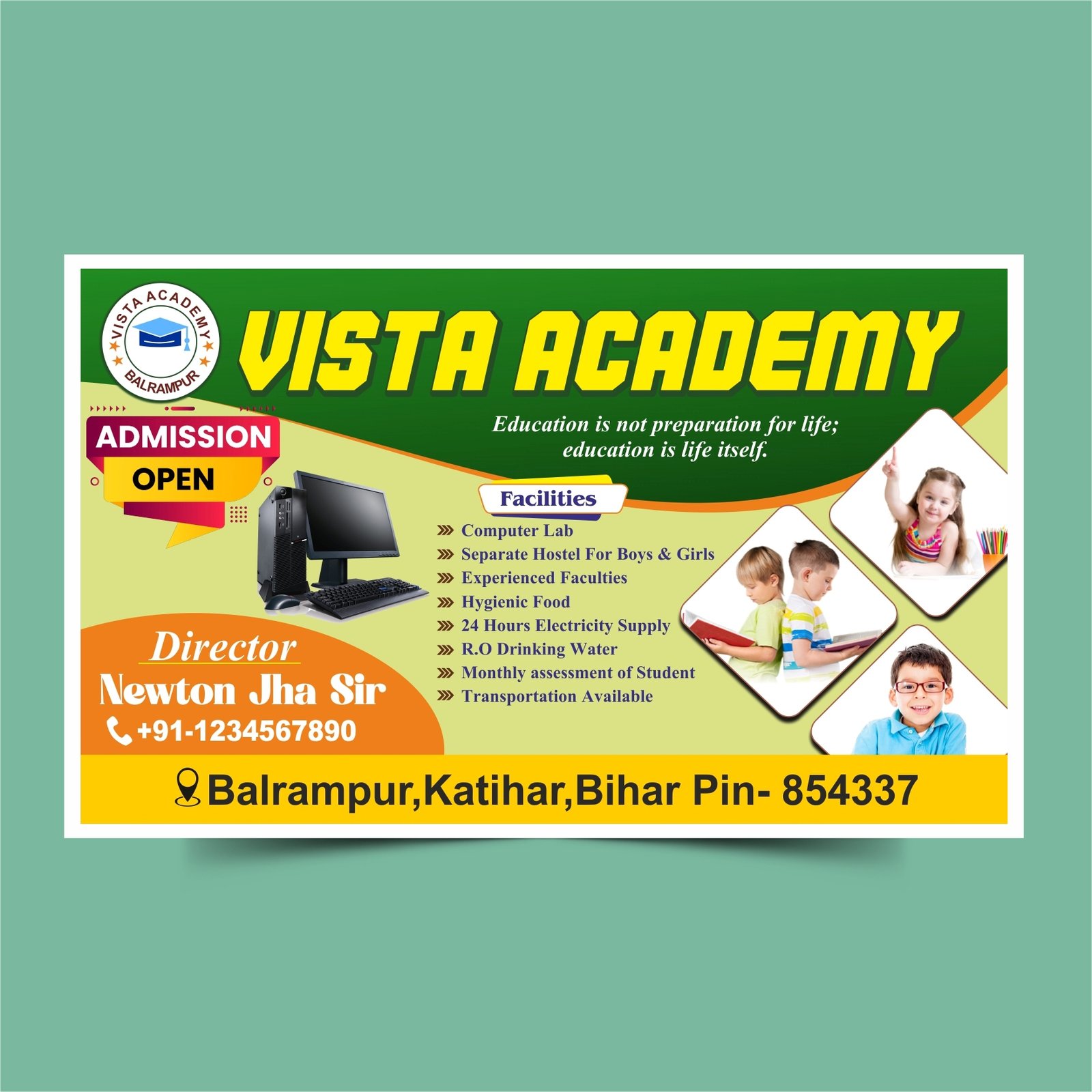 School Hoarding Banner Design CDR File