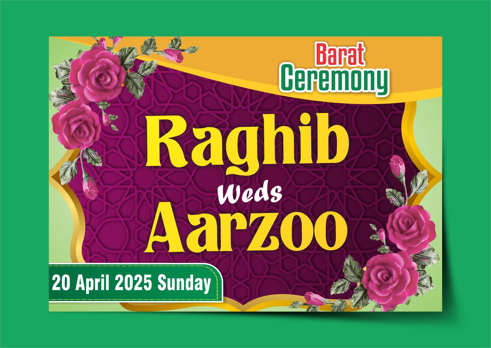 Beautifully Floral Design Wedding Car Poster Template
