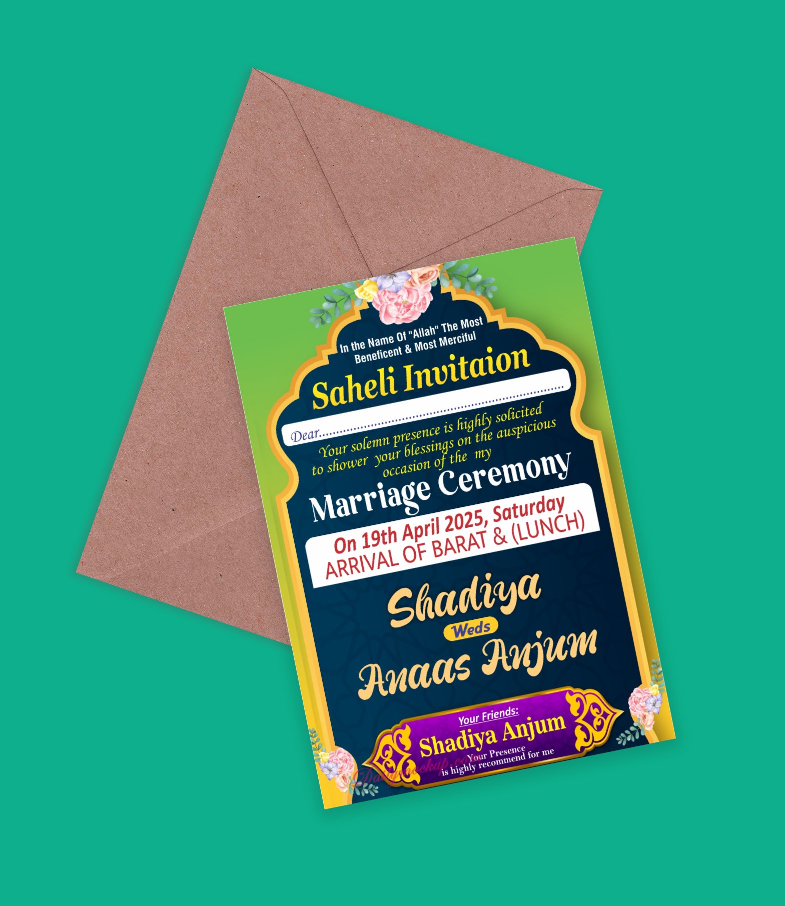 Creative Digital Saheli Invitation Card Design