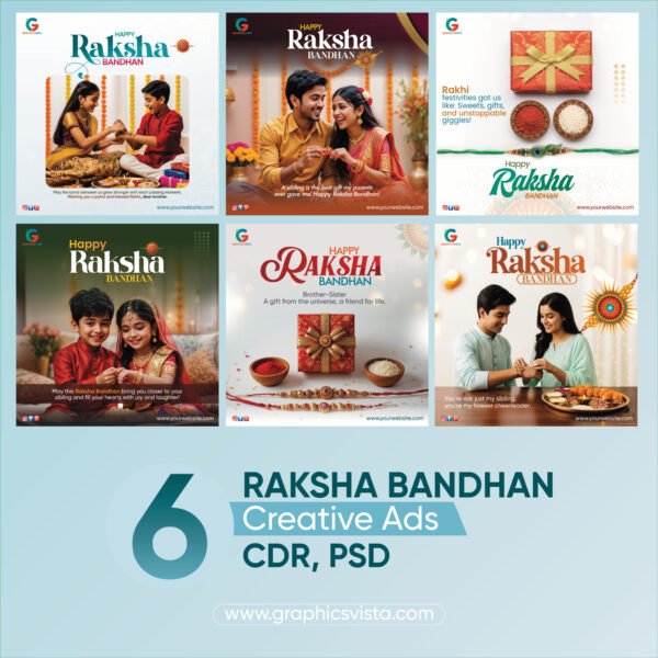 6 Premium Raksha Bandhan Special Creative Ads Post CDR PSD Template