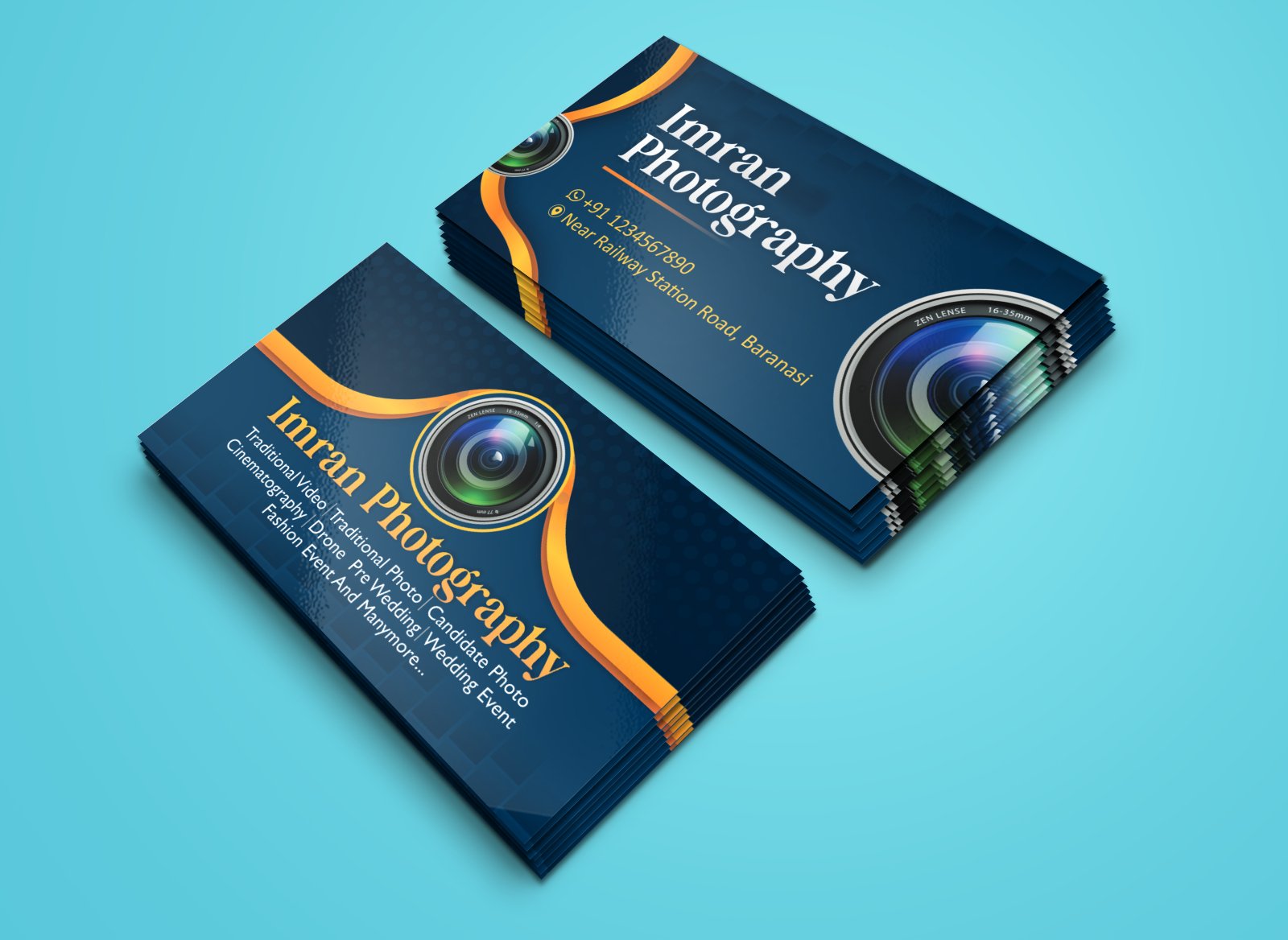 Premium Digital Photography Business Card Design CDR File Both Side