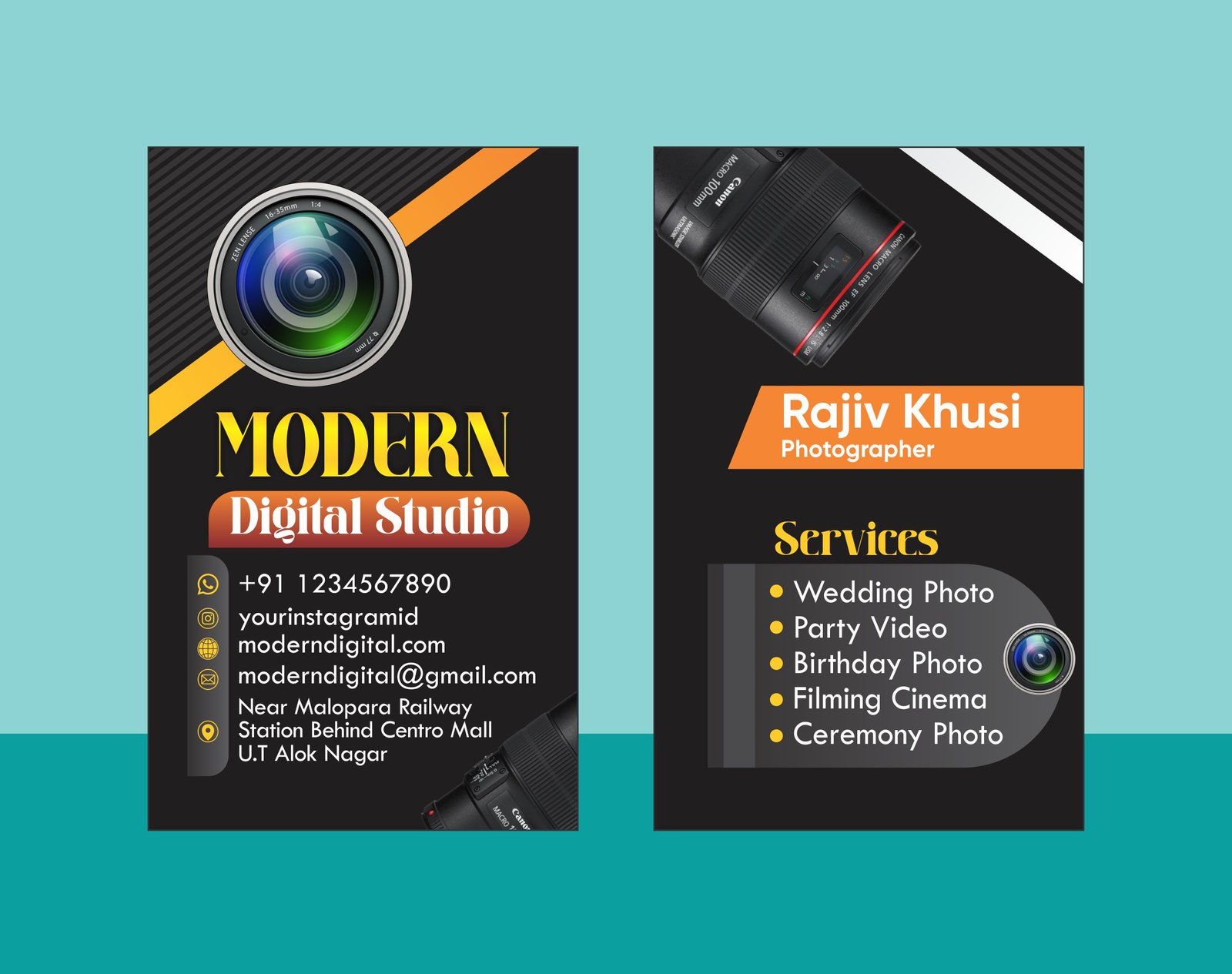 Professional Studio Photography Business Card Design CDR