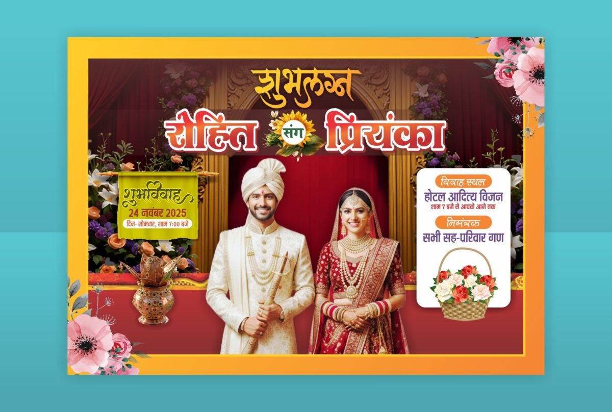 Wedding Bride Groom Naming Poster Template Design CDR File