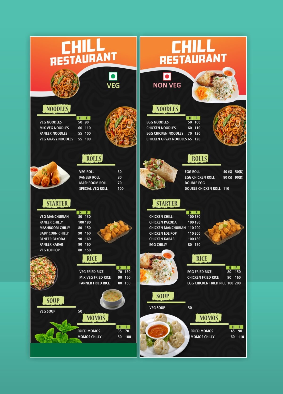 Menu Card Template Design CDR File