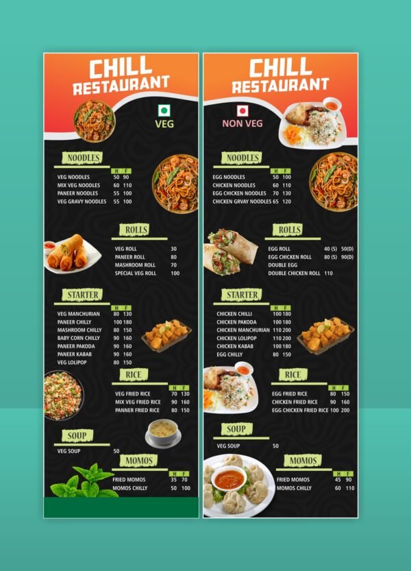 Menu Card Template Design CDR File