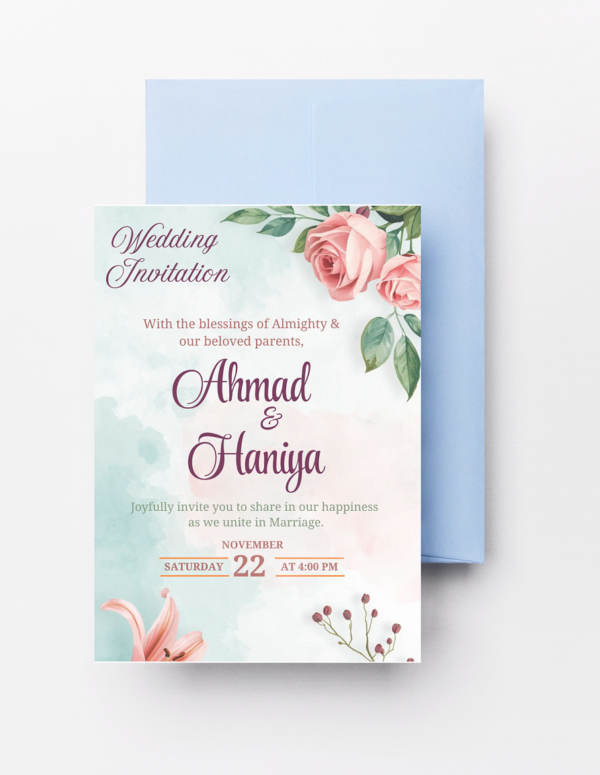 Wedding Card Invitation Canva Template File Download