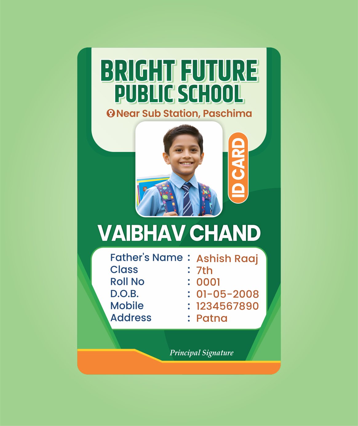 Student Identity Card Design CDR File Download ID Card Design