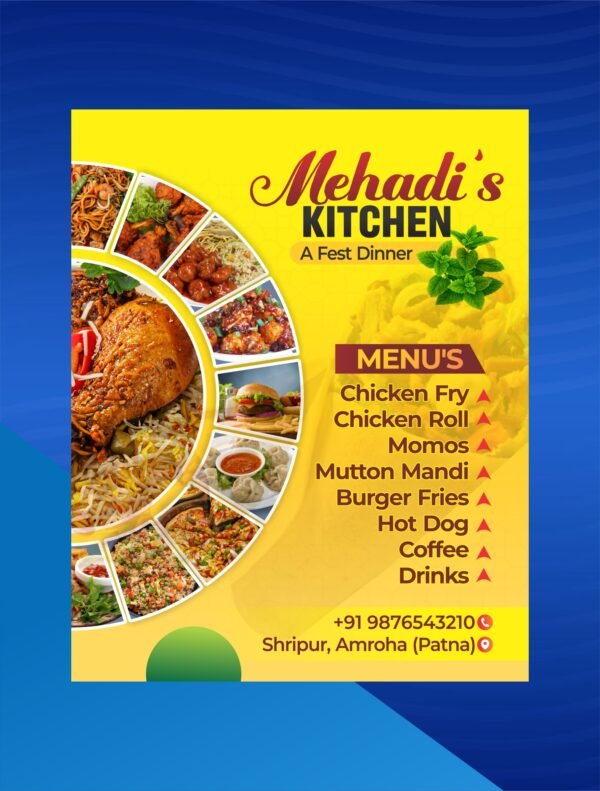 Restaurant Food Menu Poster Template for Hotel and Fast Food Business