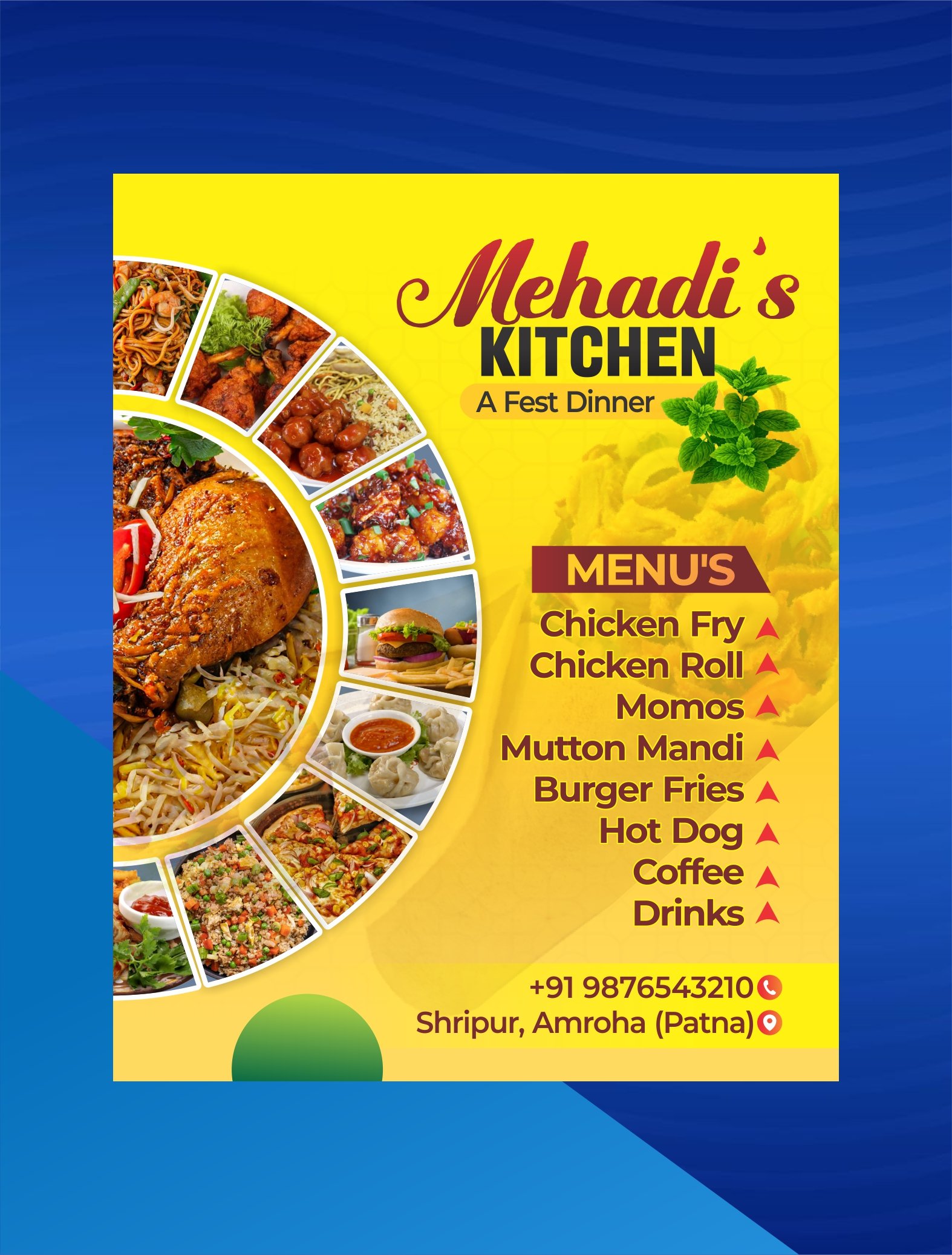 Restaurant Food Menu Poster Template for Hotel and Fast Food Business